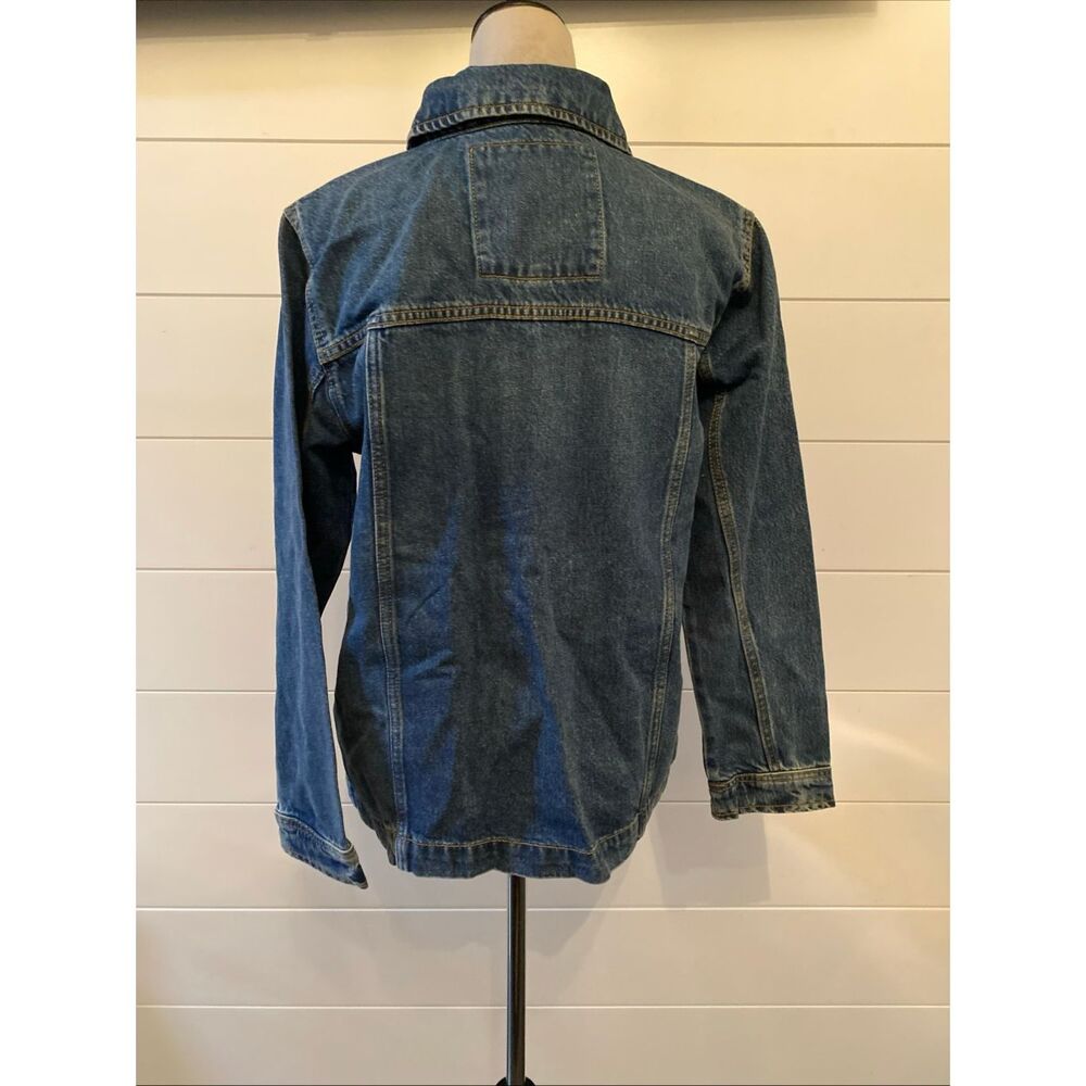 Michael Kors Dark Blue Jean Jacket with Gold Buttons Size Medium M - Picture 6 of 9